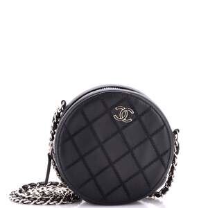Chanel Round Clutch With Chain Stitched #255220C24B